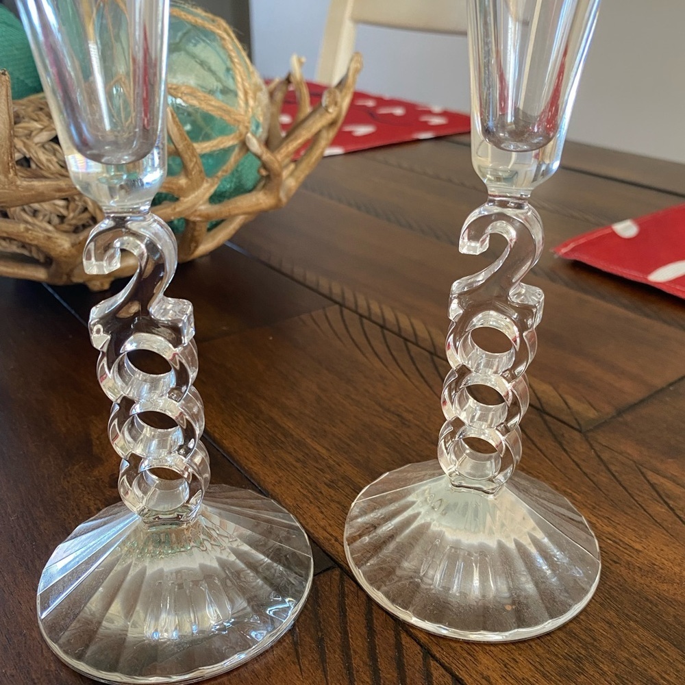 Cristal D’Arques 2000 Millennium Y2K Champagne Flutes Set of 2 Crystal Glasses - Picture 4 of 8